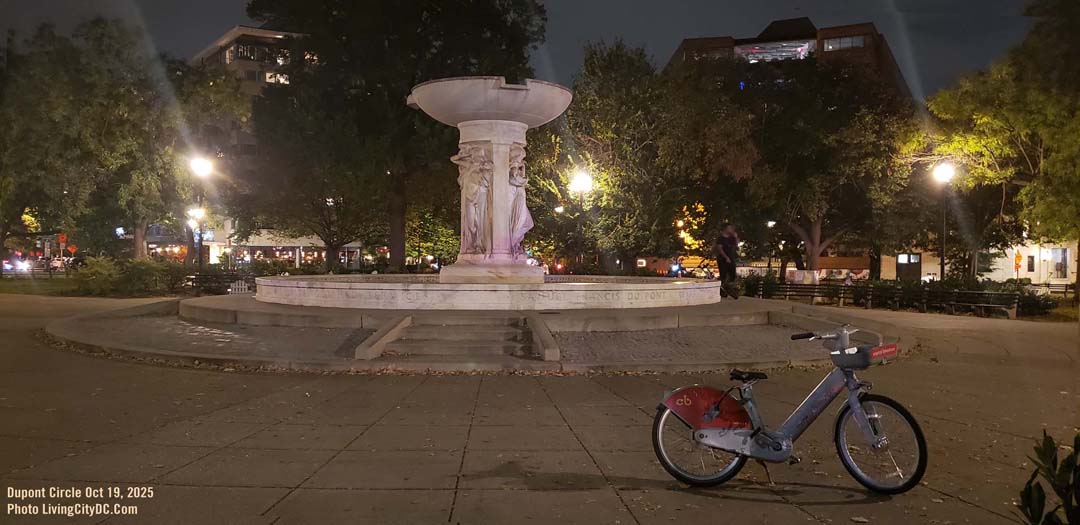Dupont Circle at night with fountain and Electric Bike Dupont Circle at night with fountain and Electric Bike