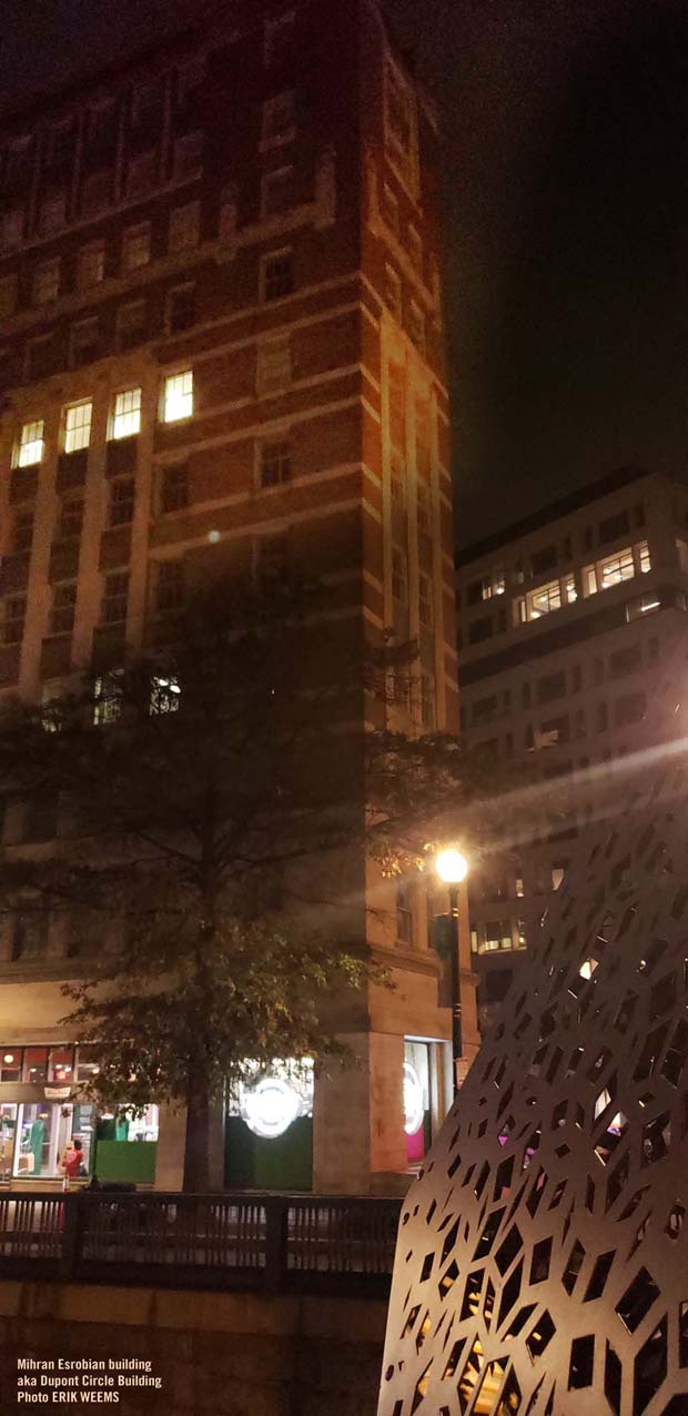 Mihran Esrobian Building - aka the Dupont Circle Building at night Mihran Esrobian Building - aka the Dupont Circle Building at night