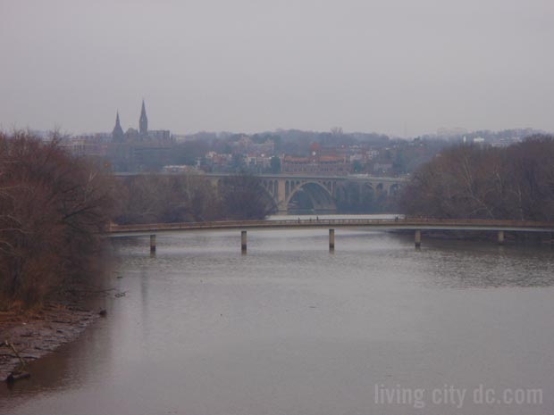 View of Georgetwon from Roosevelt Bridge Washington DC