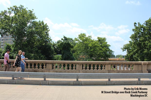 The M Street Bridge in sunny Washington DC M Street Bridge over Rock Creek near Georgetown - Washington DC