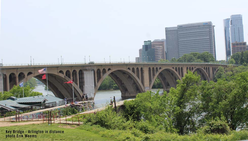 Key Bridge with Arlington in distance behind - Photo by Erik Weems