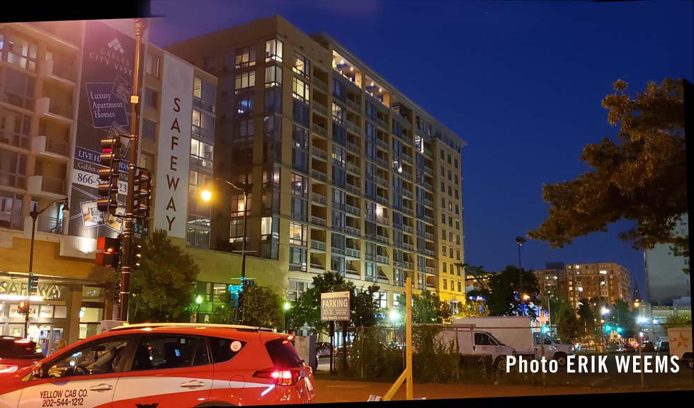L Street and New York Avenue at Night Washington DC