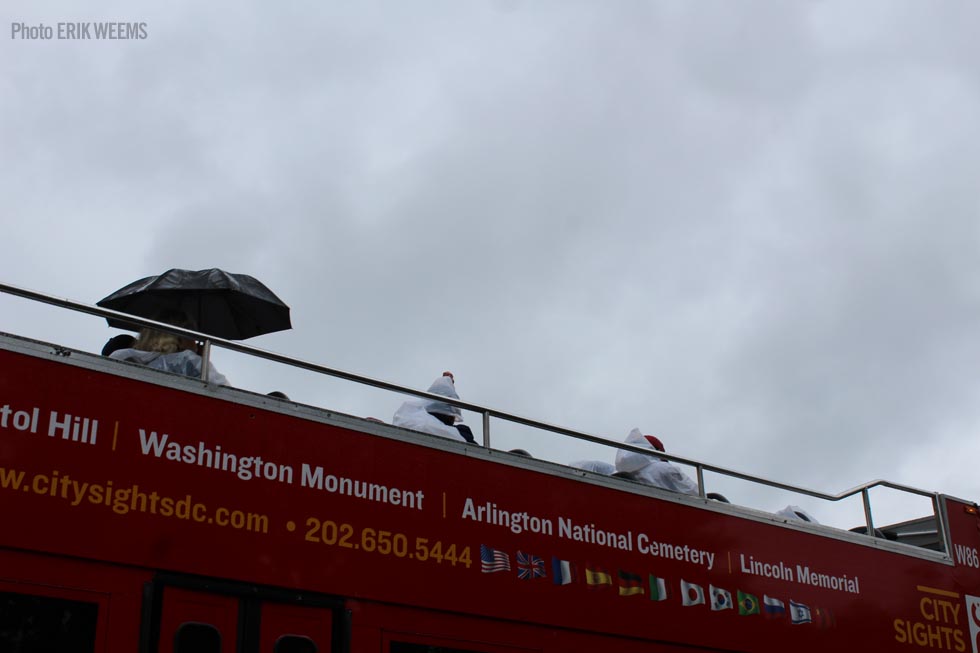 Sightseeing Bus in rain Washington DC