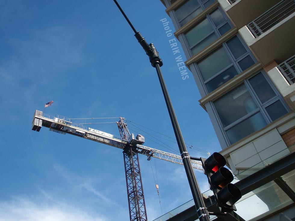 Crane in the sky over Washington DC