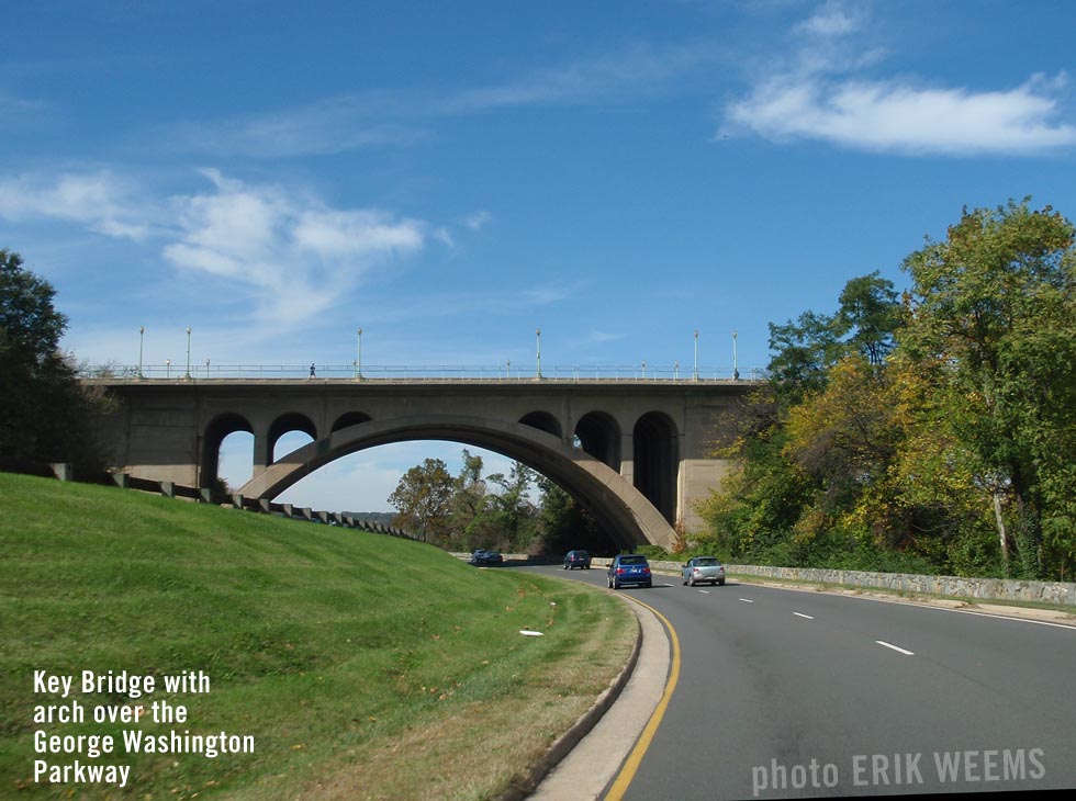 Key Bridge with arch over George Washington Parkway