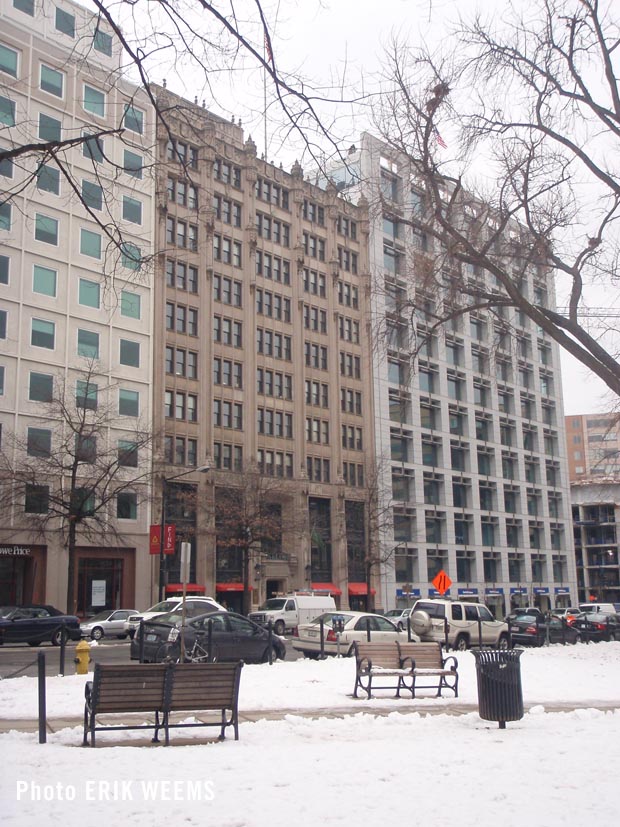Farragut Park in the snow in DC