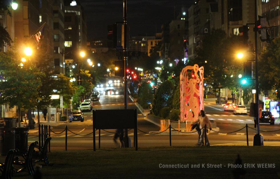 At night, Connecticut and K Street 