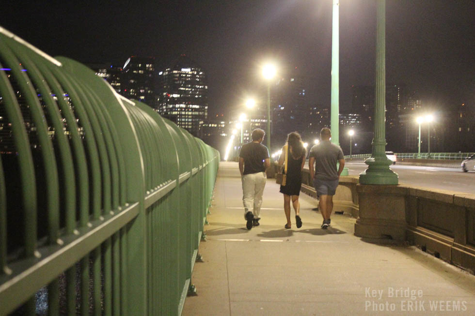 Key Bridge Washington DC walkway at night