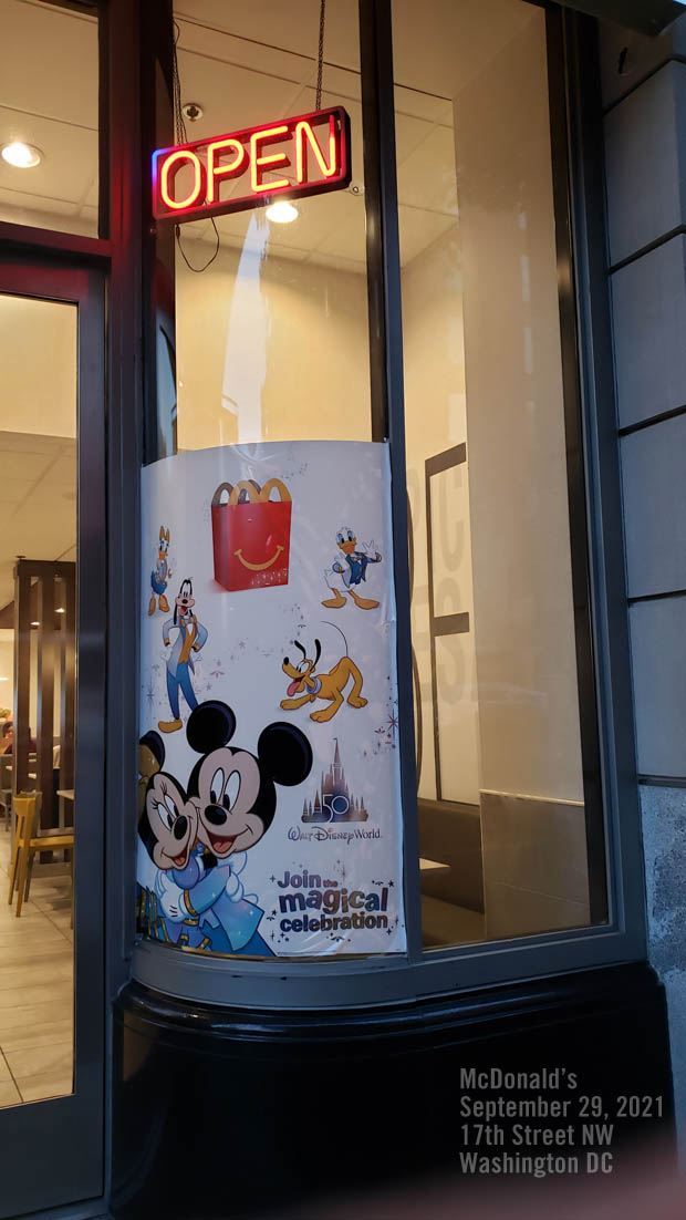 Disney in the McDonalds window 17th Street NW