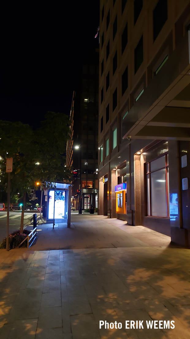 On the sidewalk 17th Street night