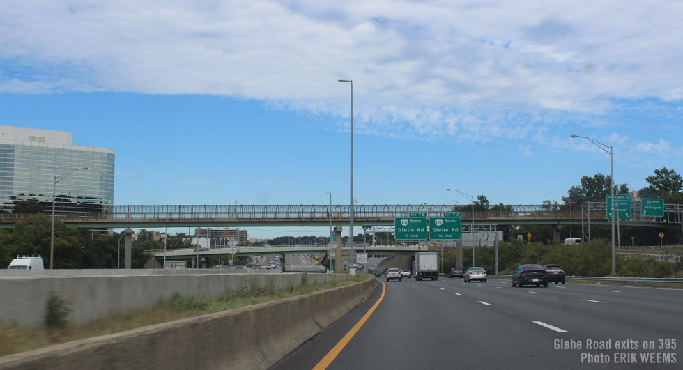 Glebe road exits off of 395 toward Washington DC Glebe road exits off of 395 toward Washington DC
