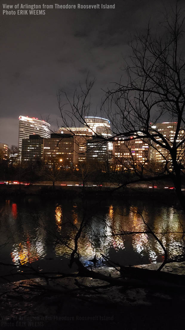 Night view of Arlington business buildings from Theodore Roosevelt Island Night view of Arlington business buildings from Theodore Roosevelt Island