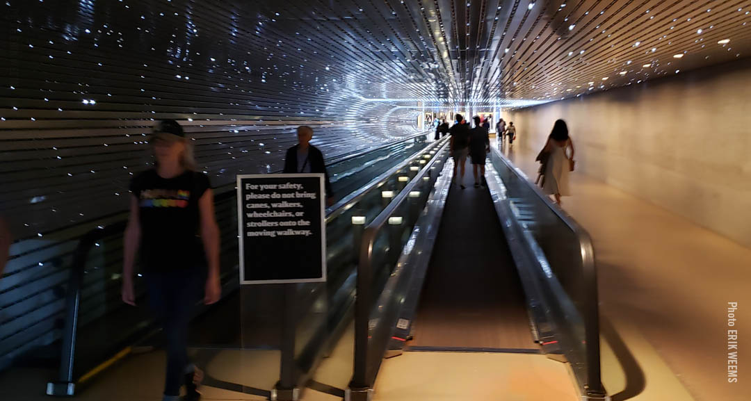 Moving walkway underground